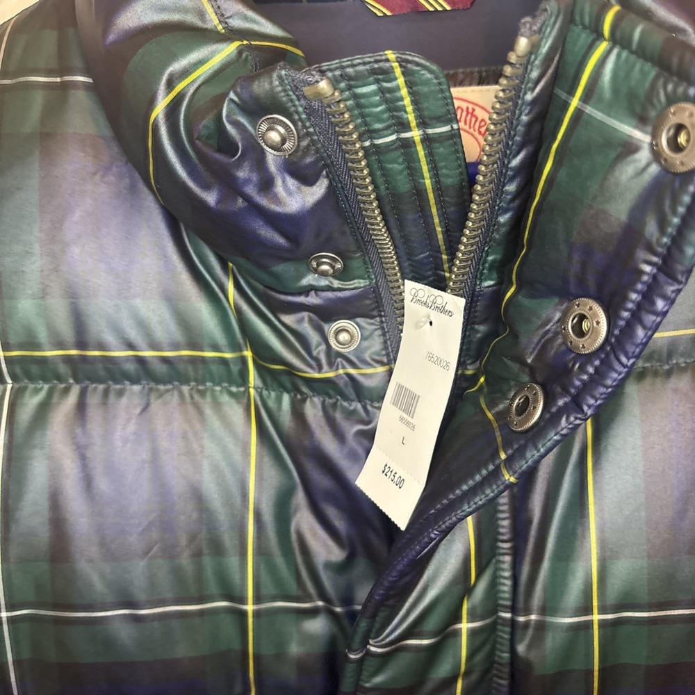 Brooks Brothers Puffer Vest Mens Size L Blue Down Fill * - Picture 3 of 14